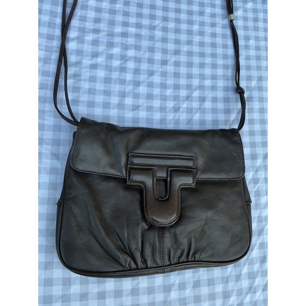 Vintage Brio Leather Crossbody Bag Brown Made In Korea‎
